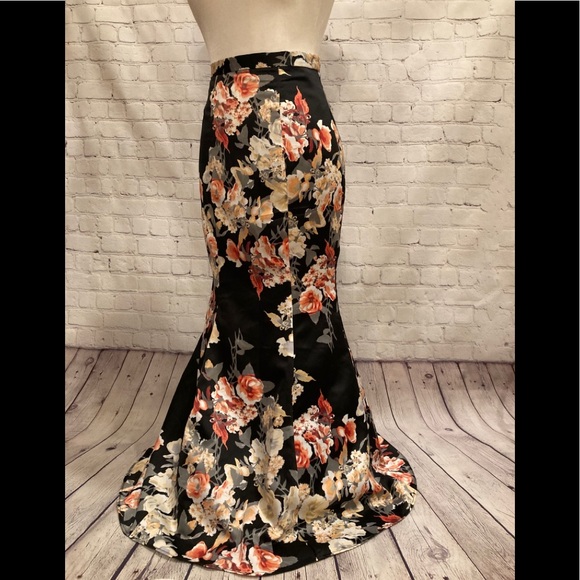 "Prom-Formal-Ball" Floral Print Floor-Length Mermaid Skirt size 1 - Picture 4 of 16